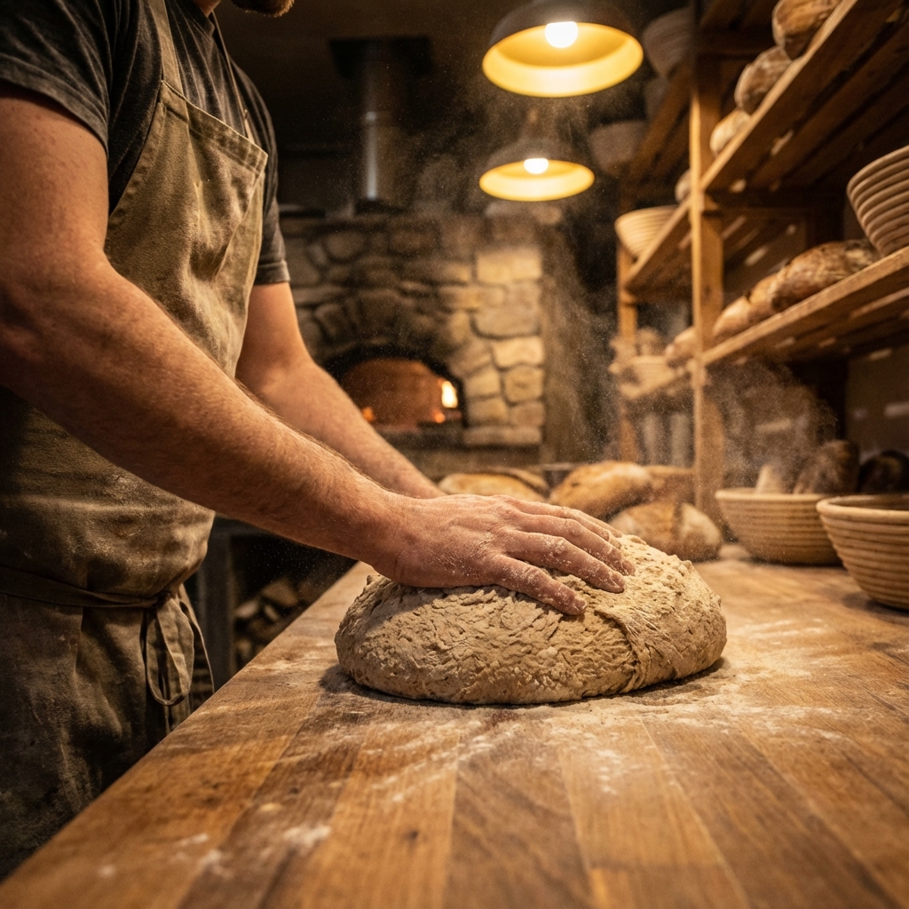 Flequer treballant la massa